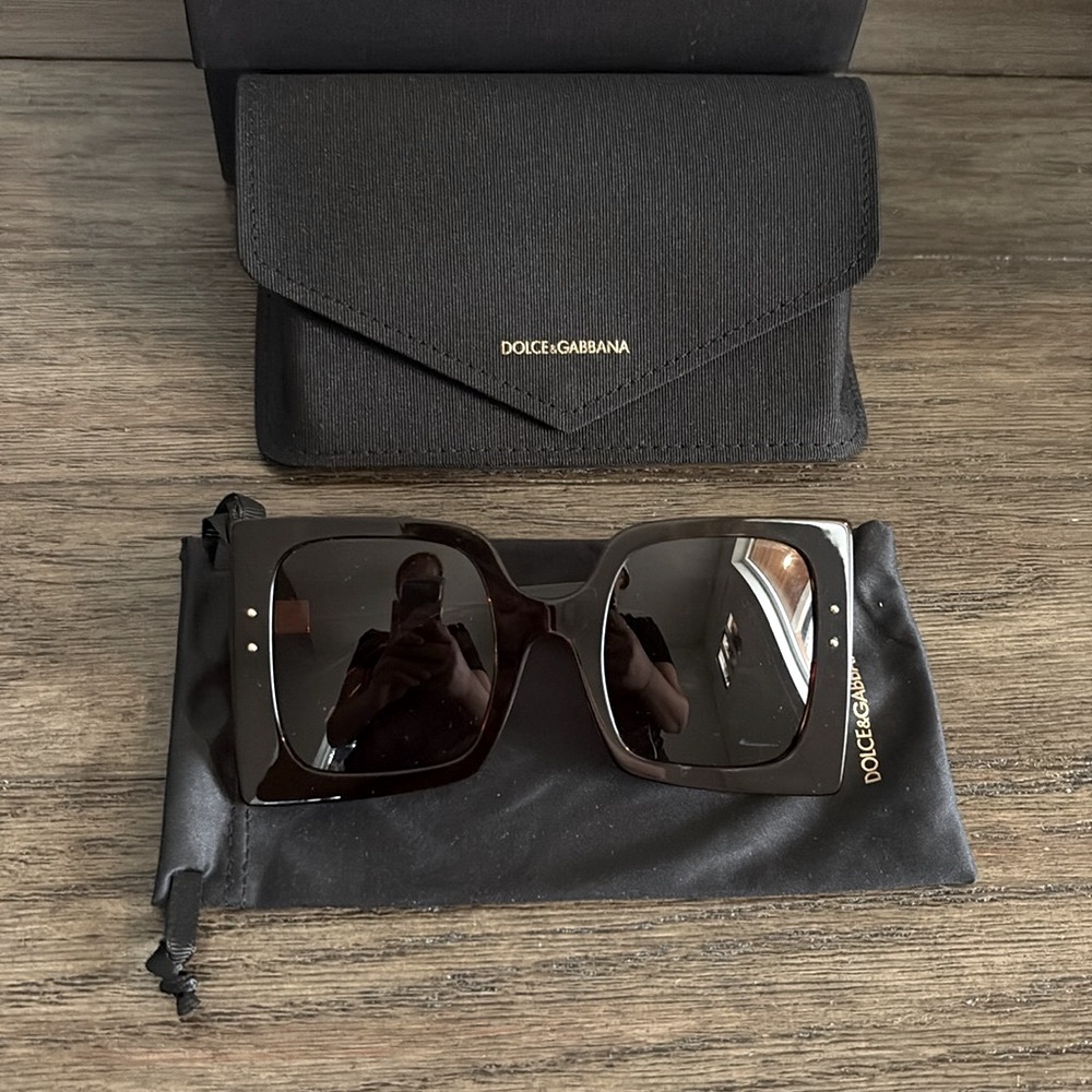 NWT [Dolce & Gabanna] DNA Oversized Squared Luxury Sunglasses in Havana - Picture 6 of 15